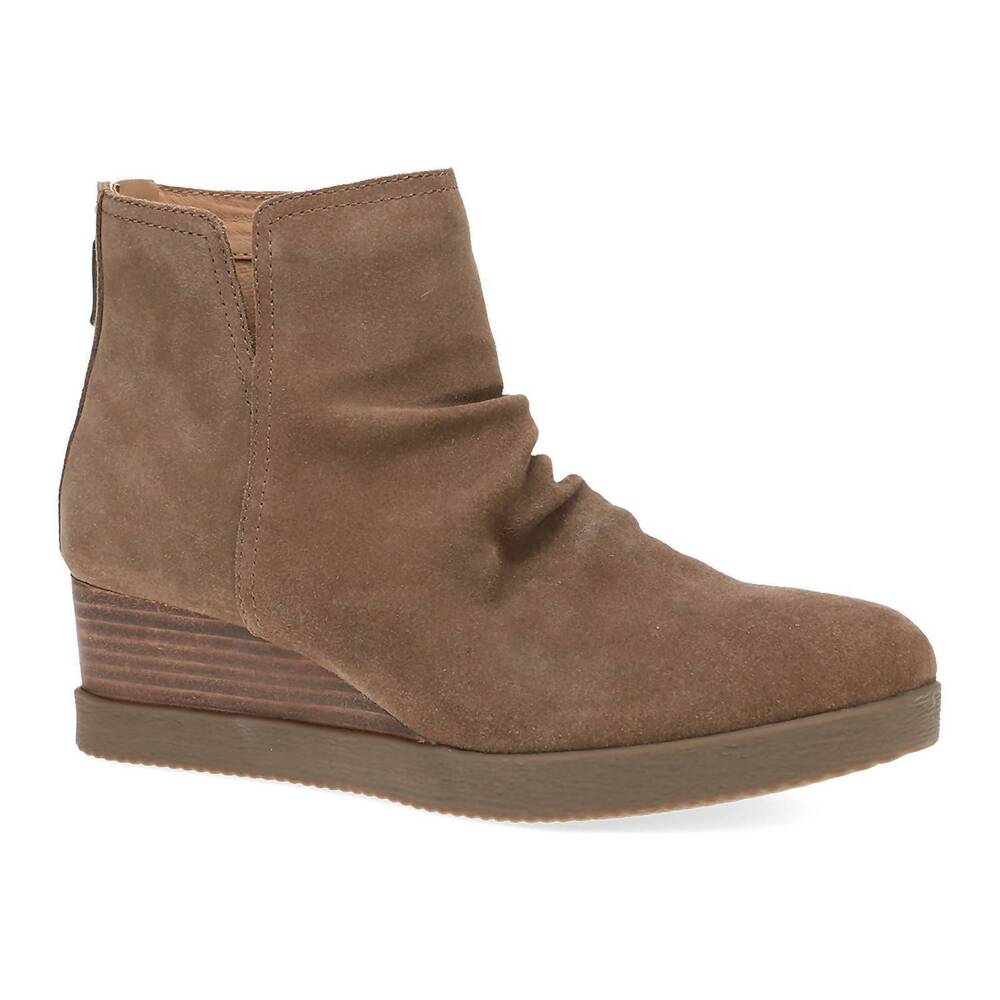NEW DANSKO women's stephanie leather stacked boots in morel suede